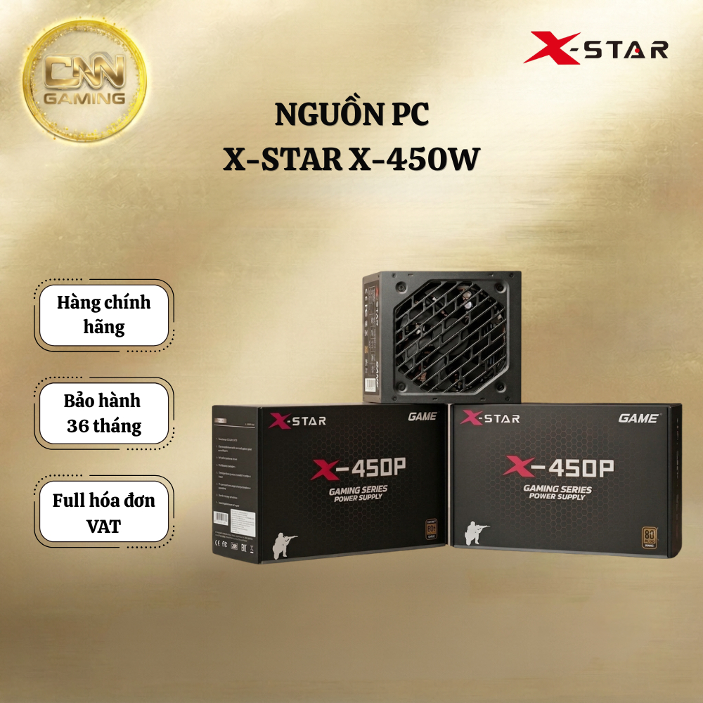 Nguồn Xstar X450W Plus, PSU Máy Tính 450W Công Suất Ổn Định, Dùng Cho PC Gaming & Văn Phòng