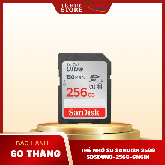 Thẻ Nhớ SD 256GB SanDisk Ultra GN6 150 MB/s (SDSDUNC-256G-GN6IN) - Hàng Chính Hãng