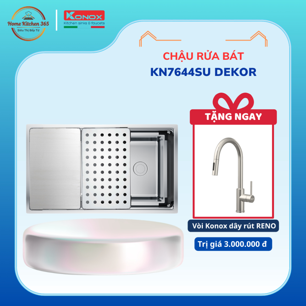 Chậu Rửa Bát Konox Dekor KN7644SU – Chậu Rửa 1 Hộc Âm Bàn Sang Trọng Undermount Sink