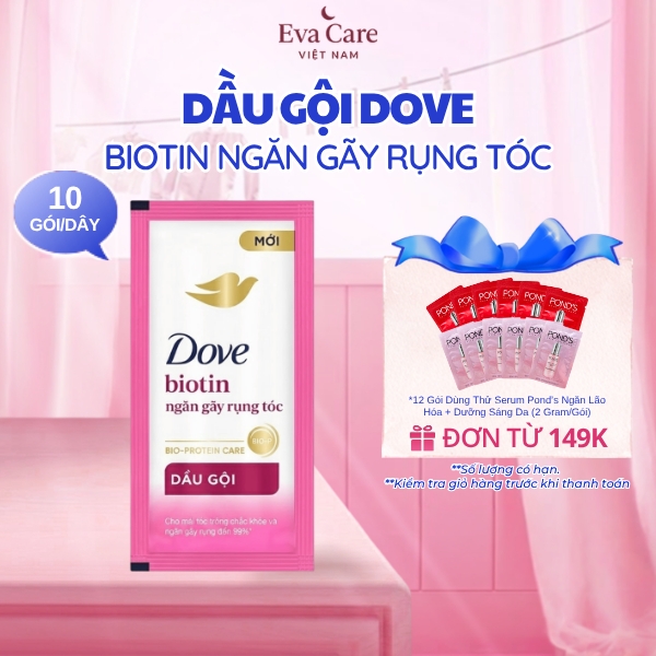 Dầu Gội Dove Ngăn Gãy Rụng Tóc 6g x 10 Gói – Dây Gội Đầu Tiện Lợi