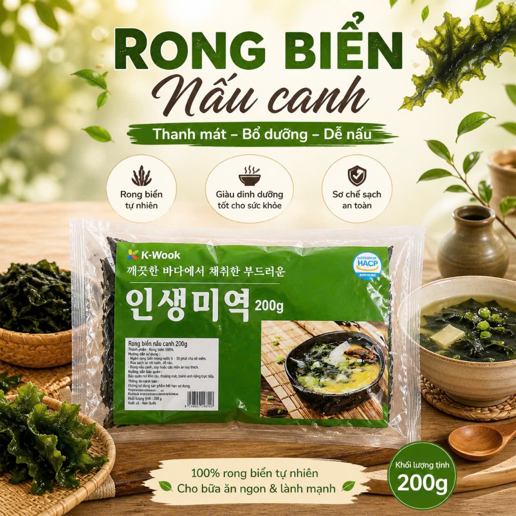 Rong Biển Khô Nấu Canh Hàn Quốc 200g K-WOOK