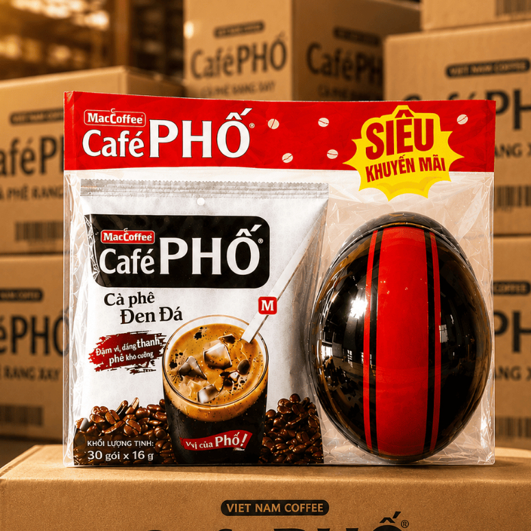 30 gói cà phê đen đá tặng nón bảo hiểm xịn Maccoffee - cà phê đậm vị