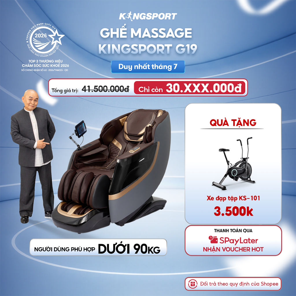Ghế massage KINGSPORT STANDARD G19 Công Nghệ Massage Kingtech Touch Pro, 20 Bài Massage Tự Động