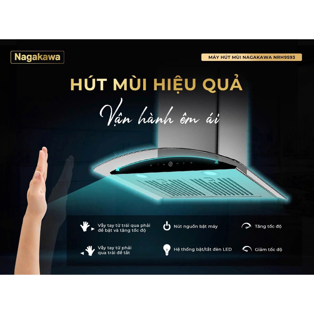 Máy hút mùi kính cong 70cm Nagakawa NRH9593