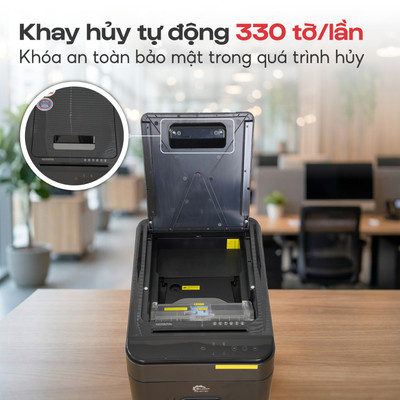 Máy hủy tài liệu Silicon PS-4012C - Chuyên nghiệp, Dùng cho Văn Phòng Lớn và Doanh Nghiệp