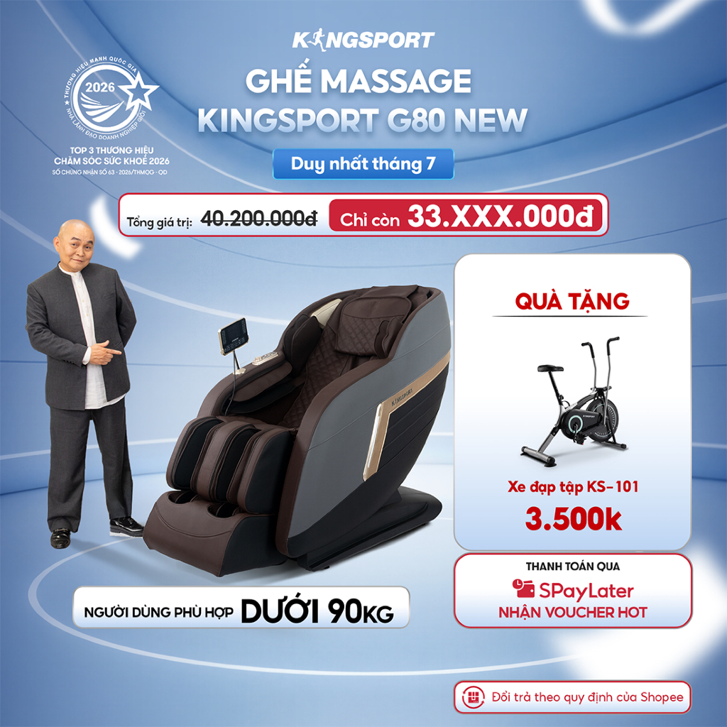 Ghế massage toàn thân KINGSPORT G80 NEW công nghệ rung sóng âm KingSonic