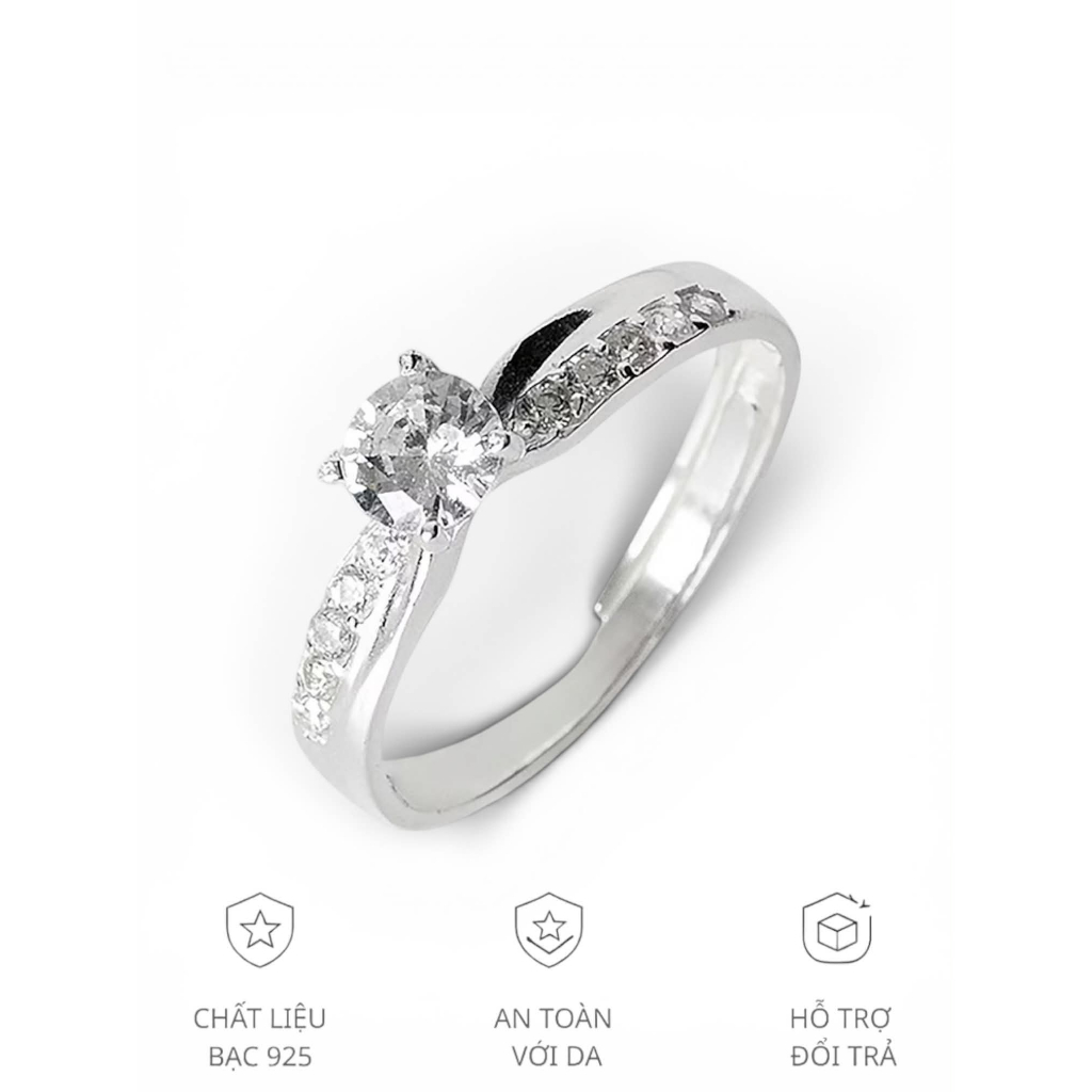 Nhẫn nữ viền đá bạc ta xinh
