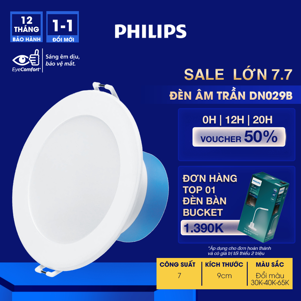 Đèn âm trần PHILIPS DN029B D90 đổi màu – Giải pháp chiếu sáng thông minh, linh hoạt