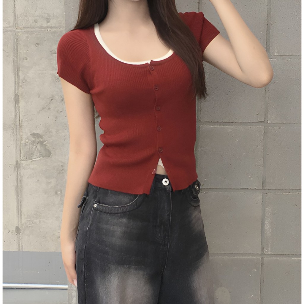 [HRM019] Áo len tăm phối màu layer Moan