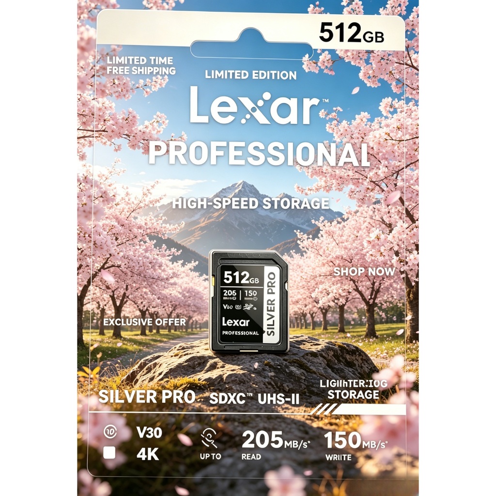 Máy Quay Original Thẻ Nhớ SD 16 32 64 128 GB 256 512 1TB Lexar Professional Silver PRO Plus Máy Ảnh 