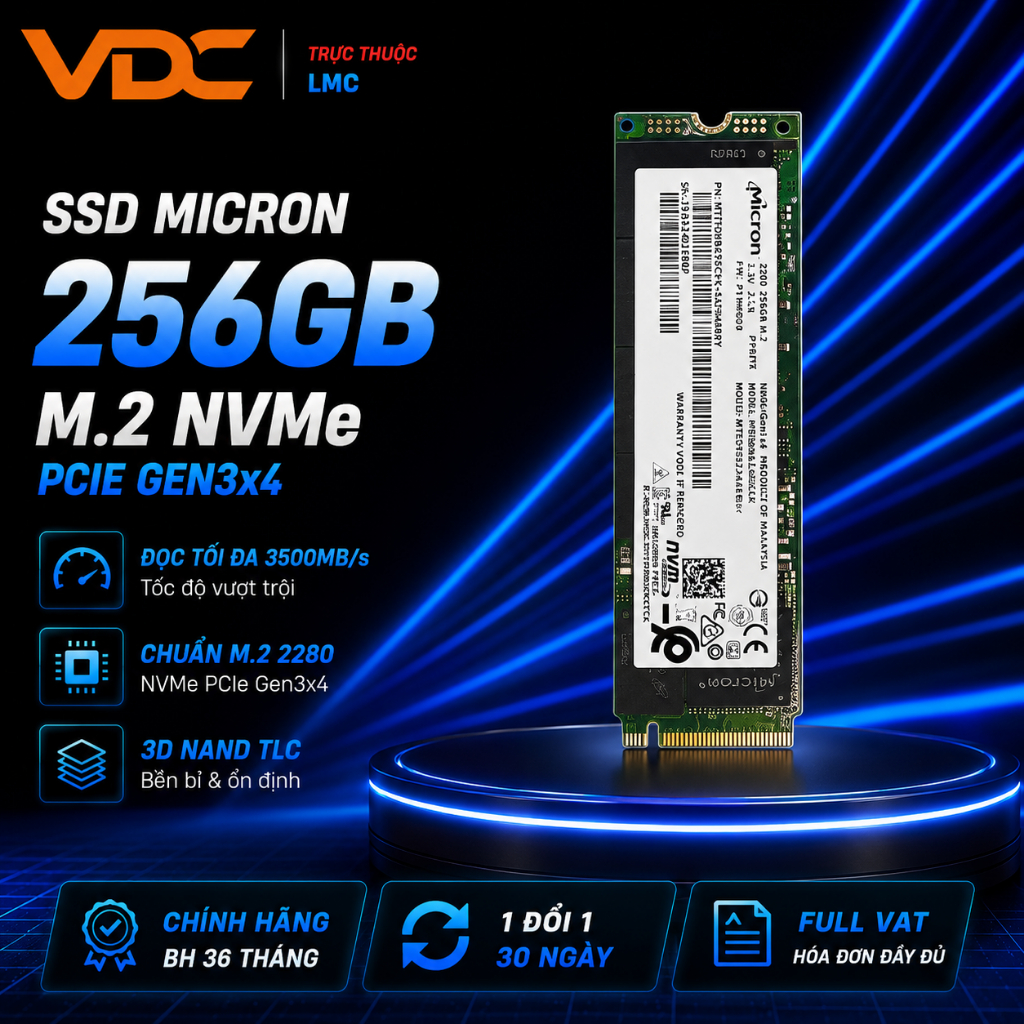 SSD Micron 256GB M.2 NVMe PCIe Gen3x4 3D-NAND