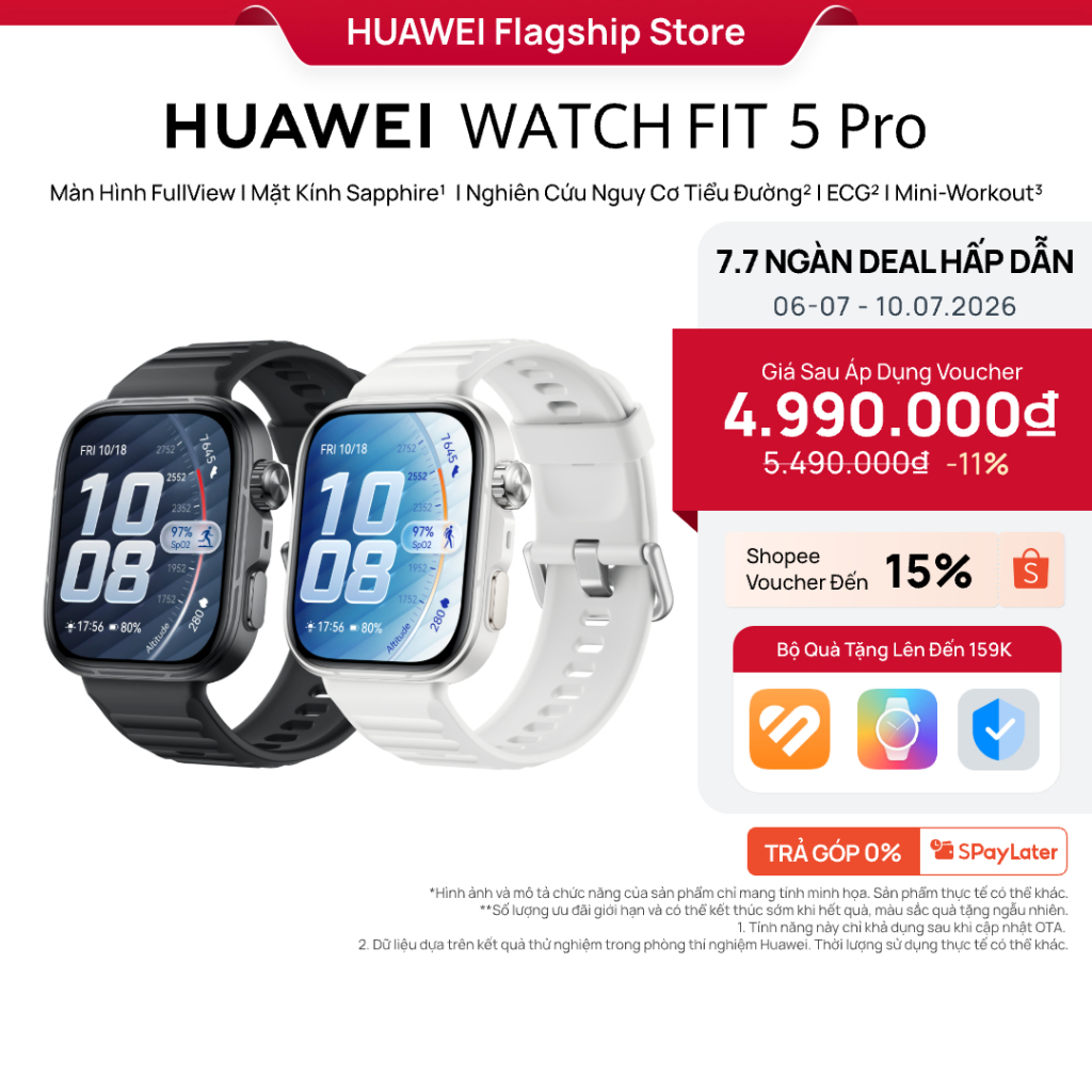 [Phiên Bản PRO] Đồng Hồ Thông Minh HUAWEI WATCH FIT 5 PRO | Titanium & Kính Sapphire 2.5D| Nghiên Cứu Nguy Cơ Tiểu Đường | BigBuy360 - bigbuy360.vn