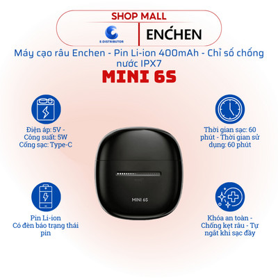 [HỎA TỐC] Máy cạo râu Enchen MINI 6S - Chỉ số chống nước IPX7 - Hàng chính hãng