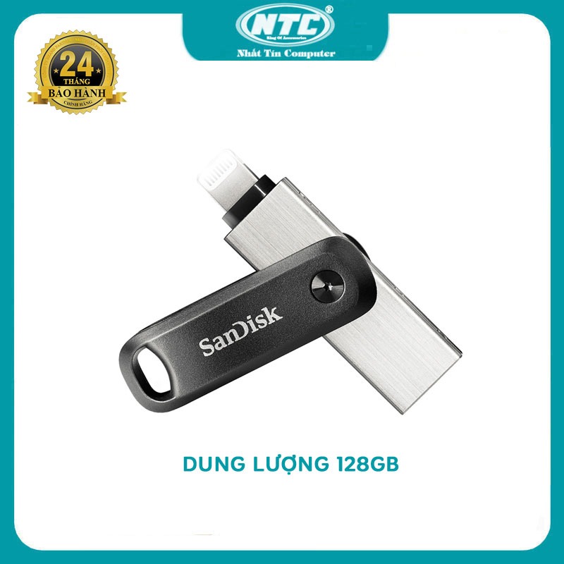 USB 3.0 OTG 128GB SanDisk ixpand Go Flash Drive - đầu laining và USB (Bạc)