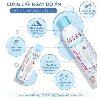 Xịt khoáng dưỡng ẩm, làm dịu và bảo vệ da Evoluderm Atomiseur Eau Pure 400ml