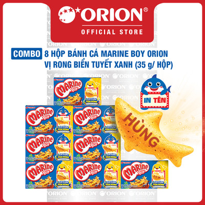 Combo 8 Hộp bánh Cá Marine Boy Orion vị Rong Biển Tuyết Xanh 35g/hộp