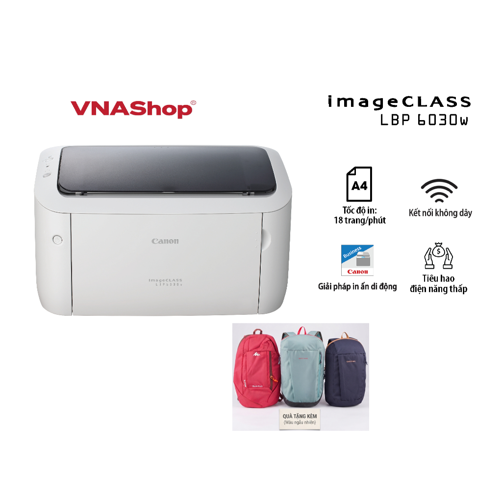 [GIFT] Máy in laser Canon LBP6030w, in tài liệu trắng đen, có kết nối qua wiffi- Hàng chính hãng