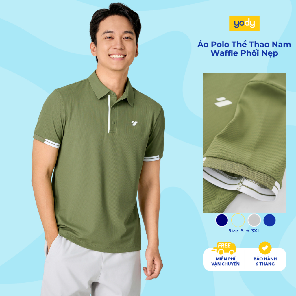 Áo Polo Nam Yody Thể Thao Waffle Phối Nẹp MAPO26A017
