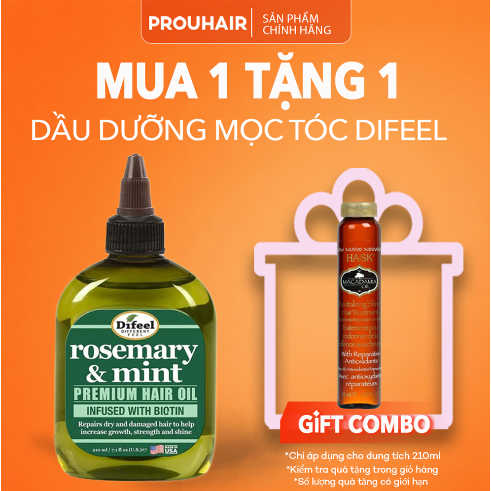 Tinh Dầu Dưỡng Tóc Difeel Rosemary & Mint Premium Hair Oil - Hỗ Trợ Mọc Tóc, Chắc Khỏe Tóc