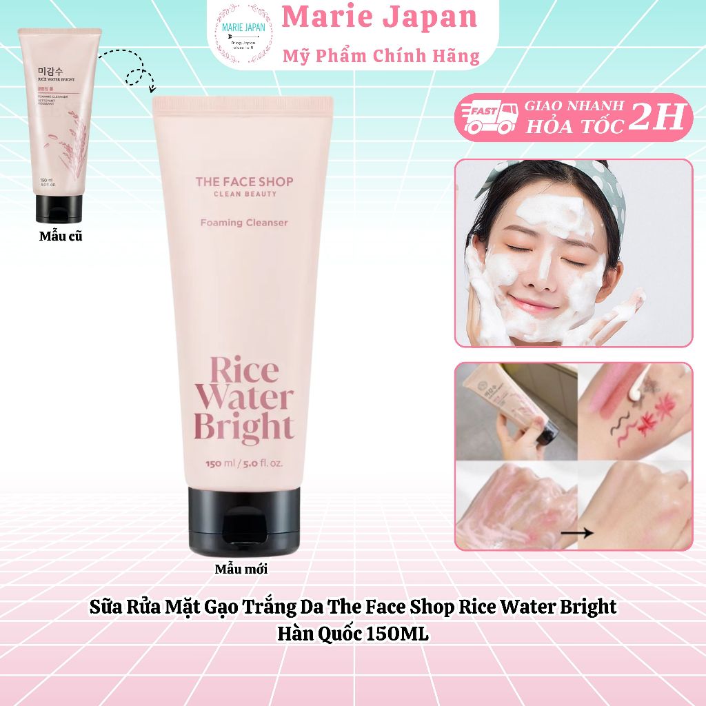 Sữa Rửa Mặt Gạo Trắng Da The Face Shop Rice Water Bright Hàn Quốc 150ml CHÍNH HÃNG HÀNG CÔNG TY