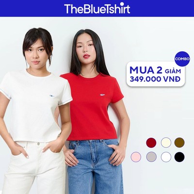TheBlueTshirt - Áo thun trơn tay ngắn cổ tròn phom lửng dày dặn 250gsm cho nữ - Áo Daughter T
