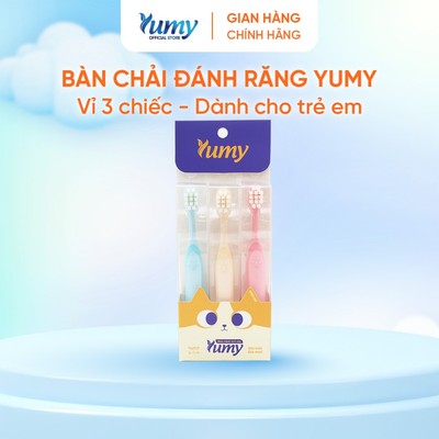 Vỉ 3 Bàn chải đánh răng trẻ em YUMY đầu chải nhỏ, mềm mại, chăm sóc răng miệng bé an toàn (BC03-123)