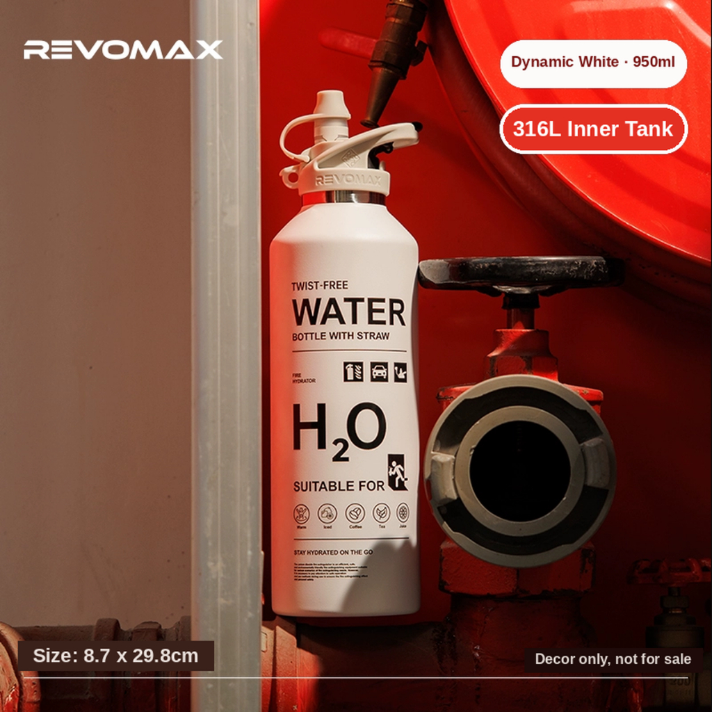 [INOX 316L - Mẫu Mới] Bình giữ nhiệt cao cấp có ống hút Revomax Gozen 950ML, chống bám dính vân tay,