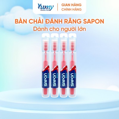 Combo 4 Bàn chải đánh răng SAPON đầu chải mềm, lông mảnh bảo vệ nướu dành cho người lớn (BC01-111)