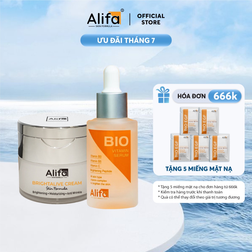 15/7 SALE LỚN - Combo Phục hồi, dưỡng da 5: Kem dưỡng Alifa + Serum BIO