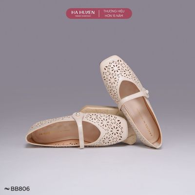 Giày búp bê 1cm nữ HÀ HUYỀN, Giày bệt nữ đục lỗ quai ngang - BB806