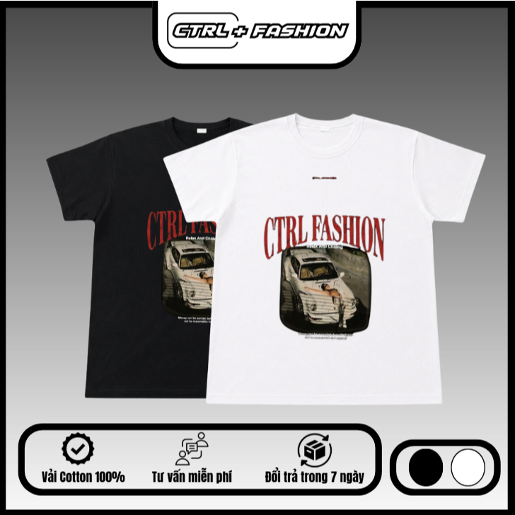 Áo Thun Oversize CTRL Fashion Classic Car Graphic Cotton