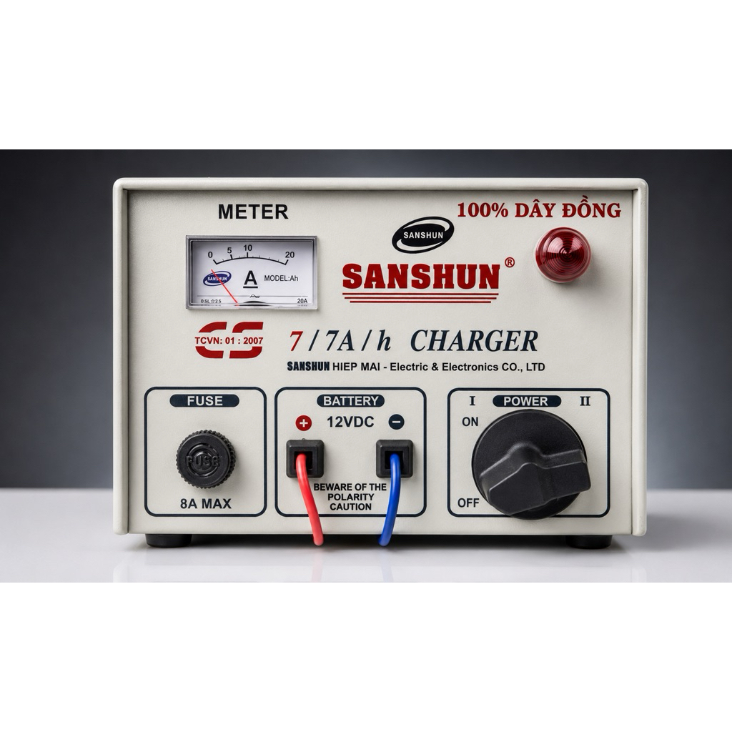 sạc bình 7Ah : 12vdc ( dây đồng 100% )