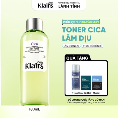 [ĐQ] Nước hoa hồng Dear Klairs Supple Preparation Cica Toner 180ml
