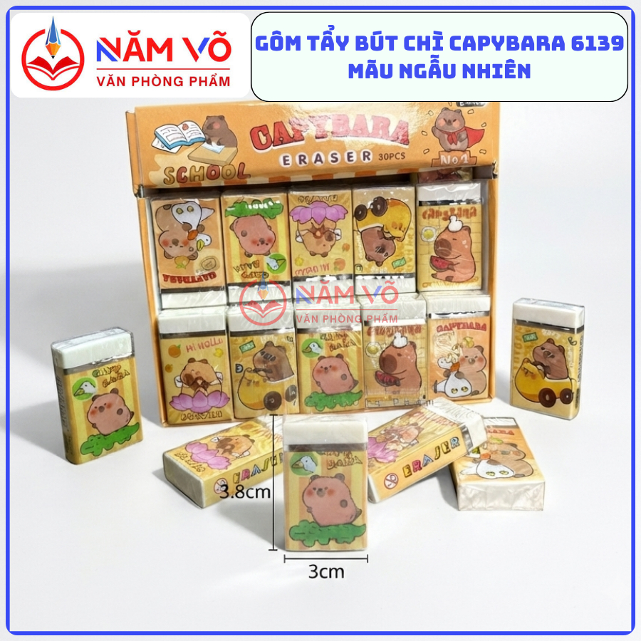 [E6139] COMBO 5 Cục Gôm Bút Chì / Tẩy Bút Chì Eraser Hình CAPYBARA Dễ Thương Màu TRẮNG E 6139 Tẩy Sạ