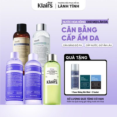 [ĐQ] Nước hoa hồng Dear, Klairs Supple Preparation Toner dưỡng sáng cấp ẩm lành tính