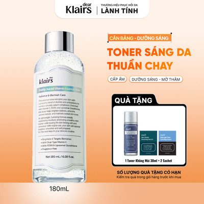 [ĐQ] Nước hoa hồng Dear, Klairs Freshly Juiced Vitamin Essence Toner hỗ trợ làm sáng da 180ml