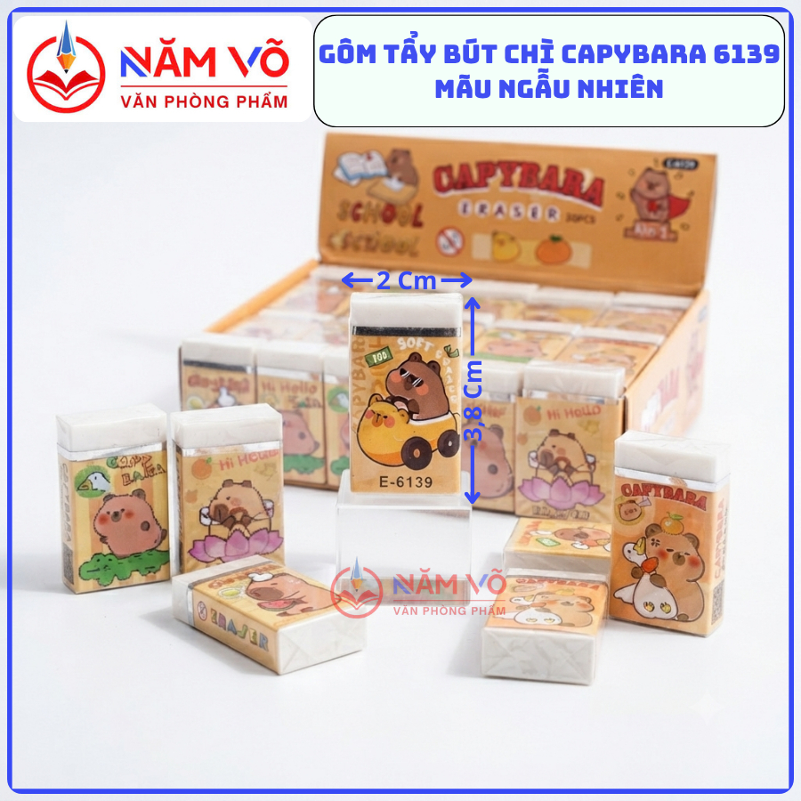 SỈ _ [E6139] LỐC 30 Cục Gôm Bút Chì / Tẩy Bút Chì Eraser Hình CAPYBARA Dễ Thương Màu TRẮNG E 6139 Tẩ