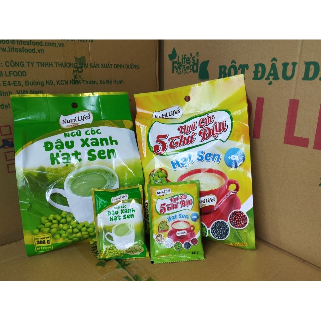 Combo 1bịch đậu xanh hạt sen và 1bịch 5thứ đậu hạt sen