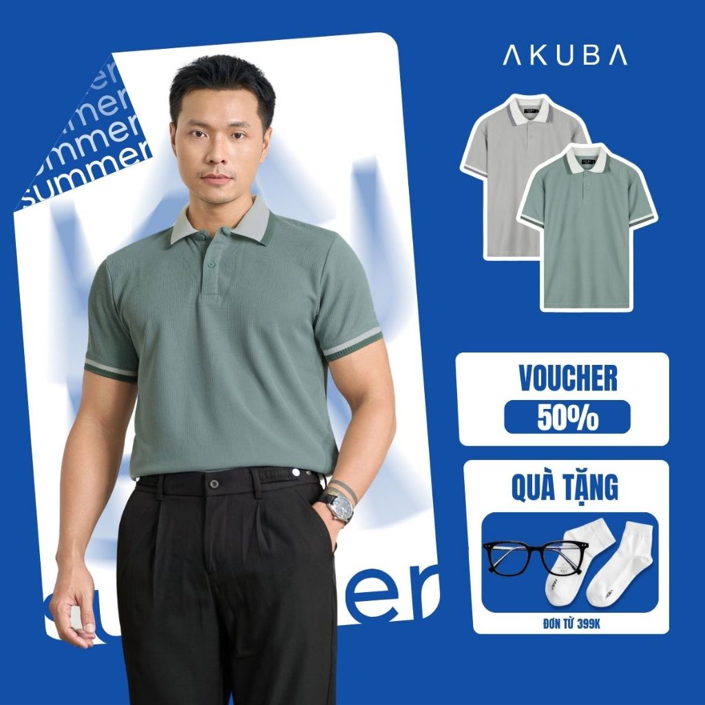 Áo Polo Nam AKUBA Cổ Bẻ, Slimfit Form Chuẩn Chống Nhăn Chất Polyester Cao Cấp | 01HE1321
