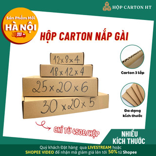 Combo 10 Hộp nắp cài đẩy đủ kích thước, hộp carton nắp gài nhiều size giá tận xưởng - Hộp carton HT