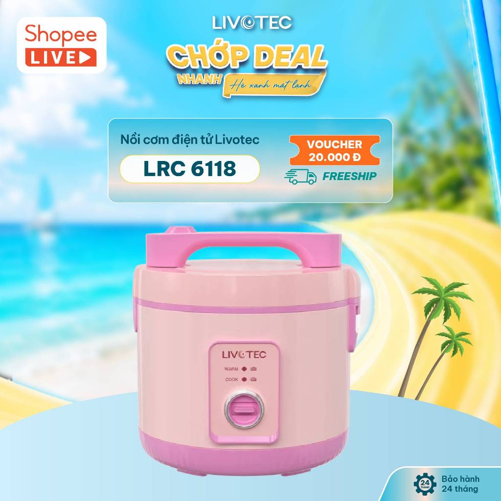 [LIVE LRC 6118] [ĐỘC QUYỀN] Nồi cơm điện Livotec LRC 6118(Hồng), bền đẹp – an toàn sức khỏe, giữ cơm