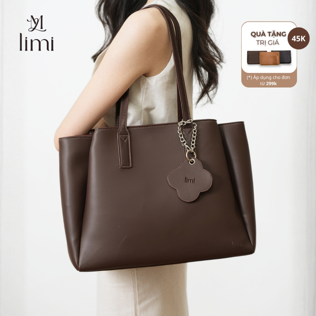 Túi xách công sở nữ da LIMI (3 màu) đựng laptop 15.6 tote da size lớn LAURA