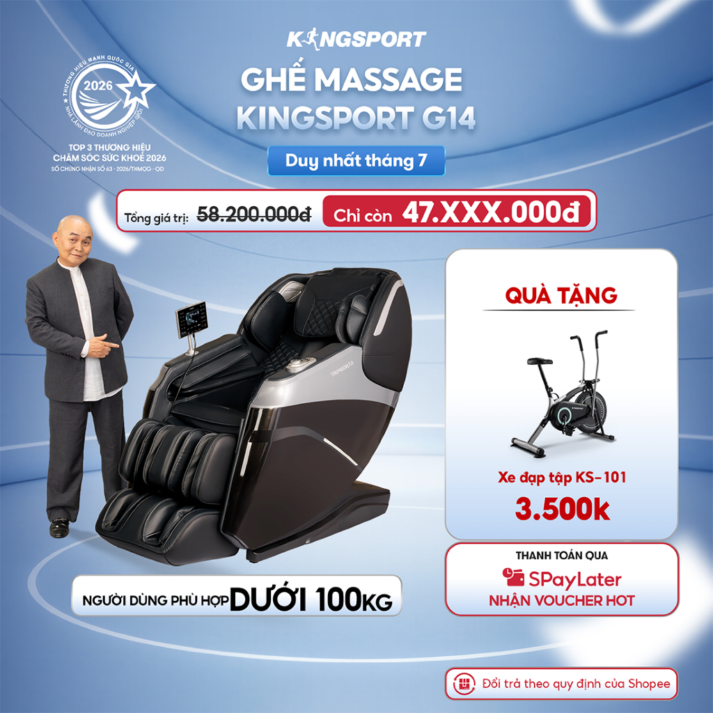 CHỈ GIAO MIỀN NAM | Ghế massage KINGSPORT G14 công nghệ massage Kingtech Touch Premium, 15 bài massa