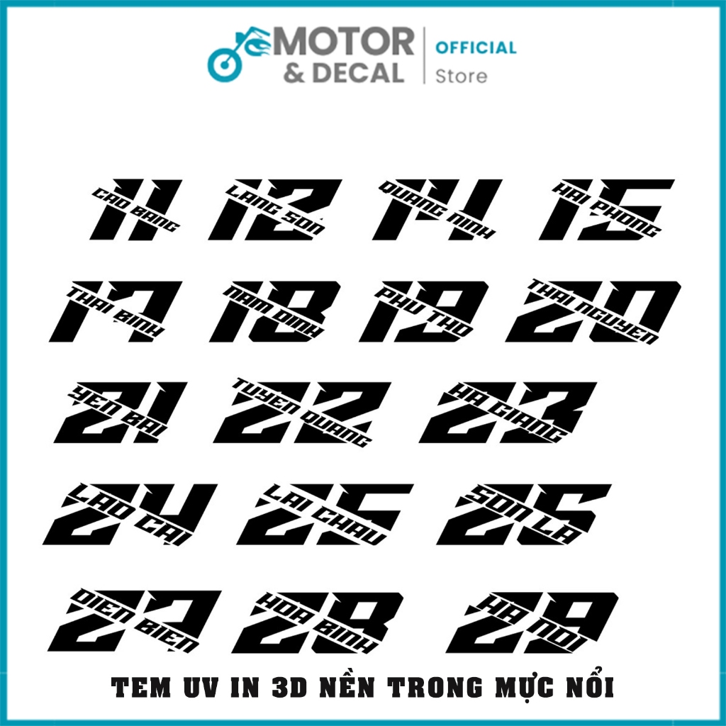 ( Giá 2 tem ) Tem Tỉnh Thành Việt Nam , Tem Dán Xe  63 Tỉnh Thành  - Tem UV mực nổi