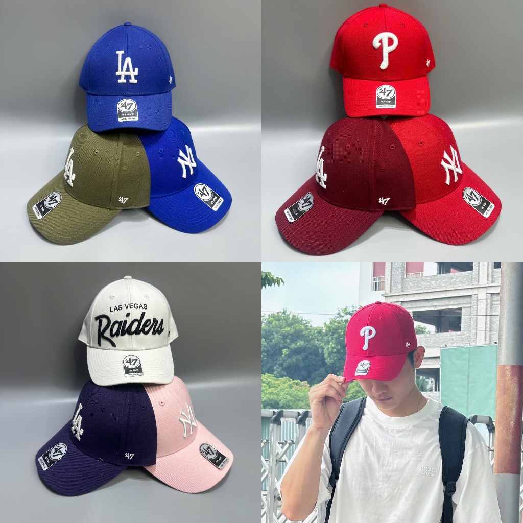 [Chính Hãng Brand 47] Nón Lưỡi Trai 47 Form cứng , quai dán , unisex,freesize 54-58cm