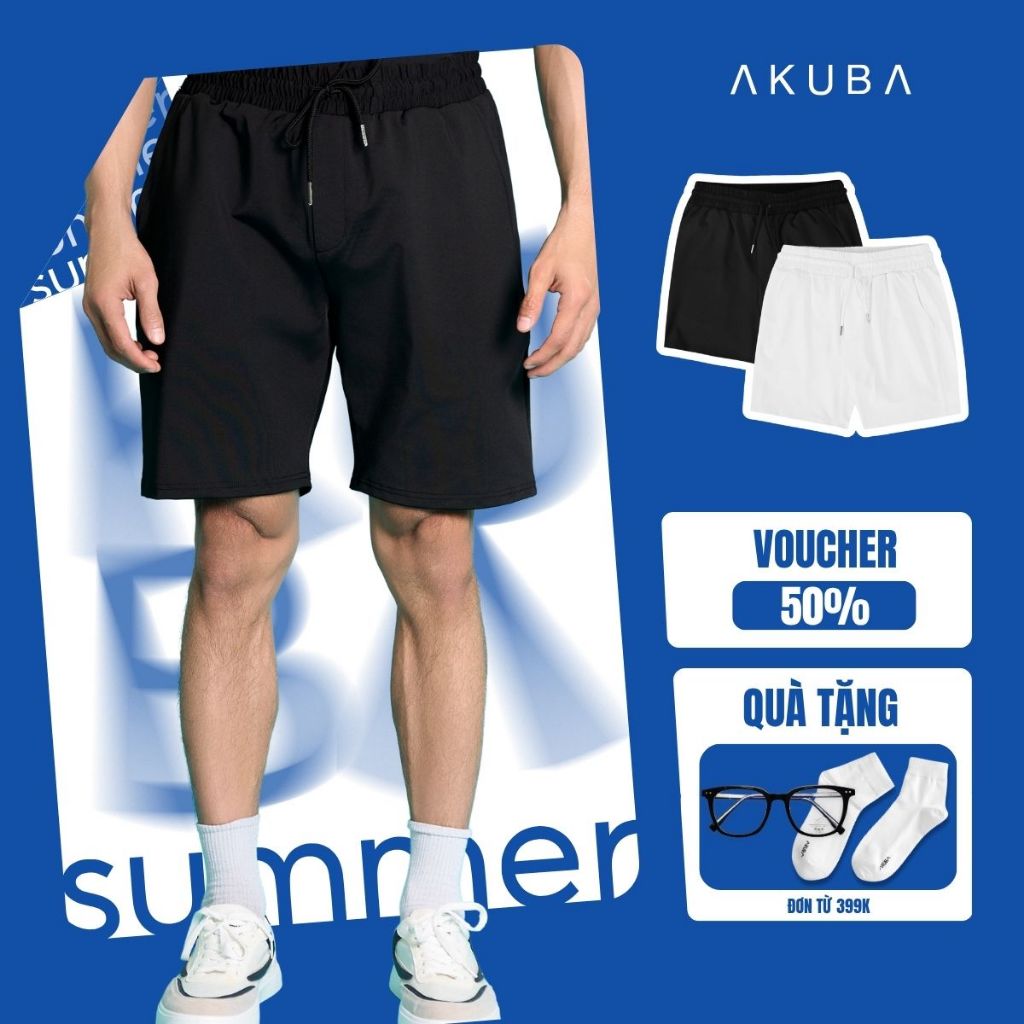 Quần Short Thể Thao AKUBA Nam Chất Thun Polyester, Nhanh Khô, Co Giãn Tốt, Mềm Mịn | 01JE1284
