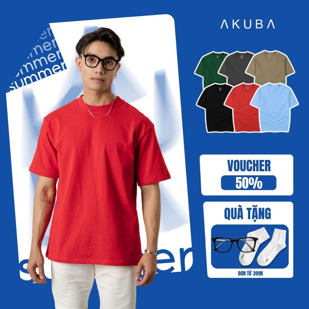 Áo thun nam tay ngắn AKUBA Menswear đơn giản, thoải mái, thời trang | 01JP0872