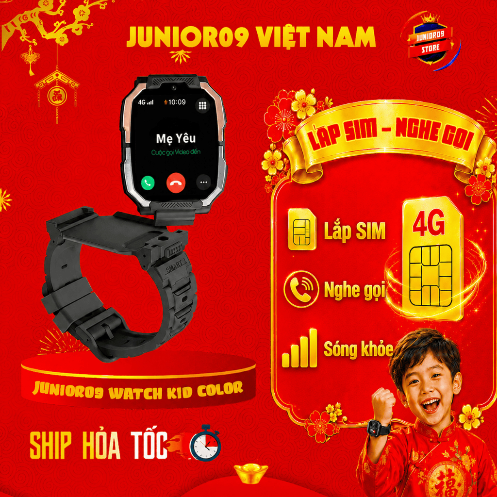 [ TẶNG DÂY ĐEO CỔ ] Đồng hồ thông minh Trẻ em JUNIOR09 WATCH KID COLOR | Lắp sim 4G Nghe gọi, Định vị GPS, Video Call | BigBuy360 - bigbuy360.vn