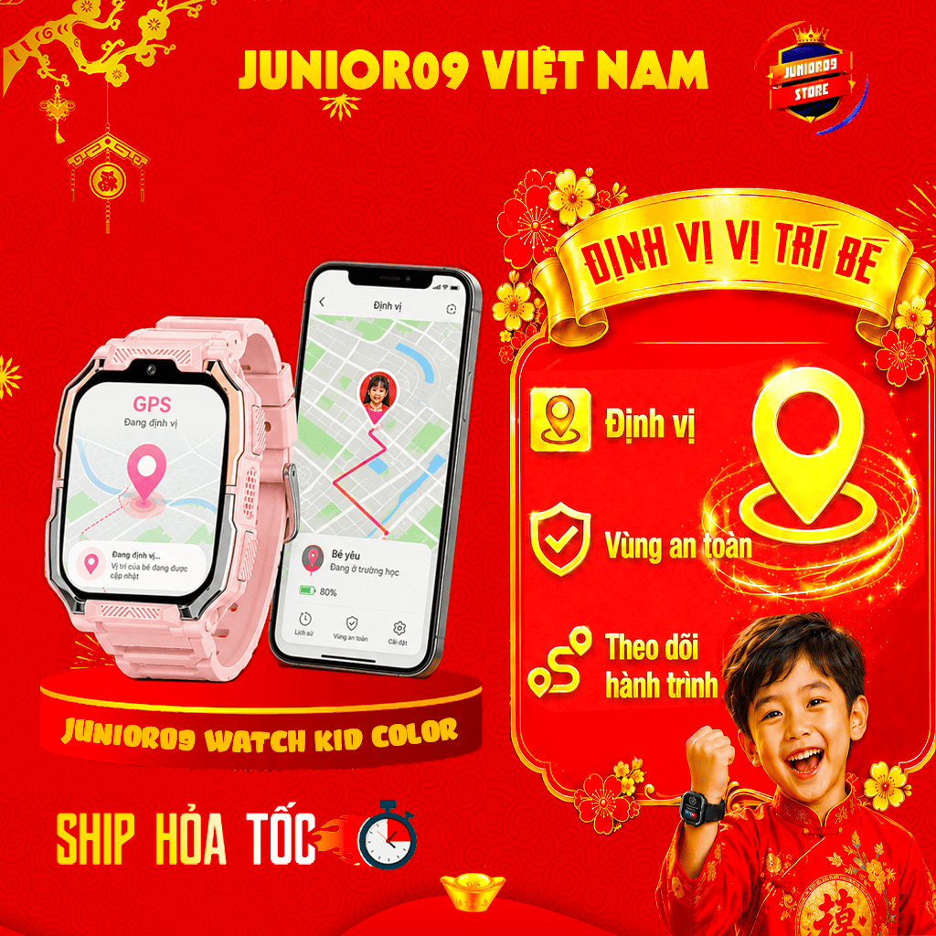 [ TẶNG DÂY ĐEO CỔ ] Đồng hồ thông minh Trẻ em JUNIOR09 WATCH KID COLOR | Lắp sim 4G Nghe gọi, Định vị GPS, Video Call | BigBuy360 - bigbuy360.vn
