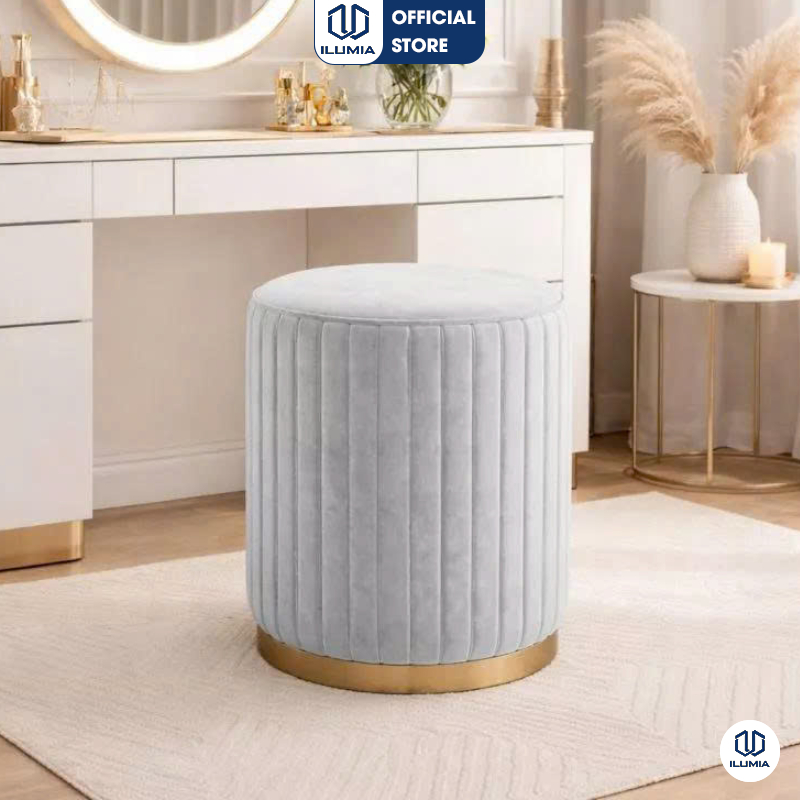 Ghế đôn sofa phòng khách, ghế bàn trang điểm bọc nỉ thương hiệu ILUMIA - GC45